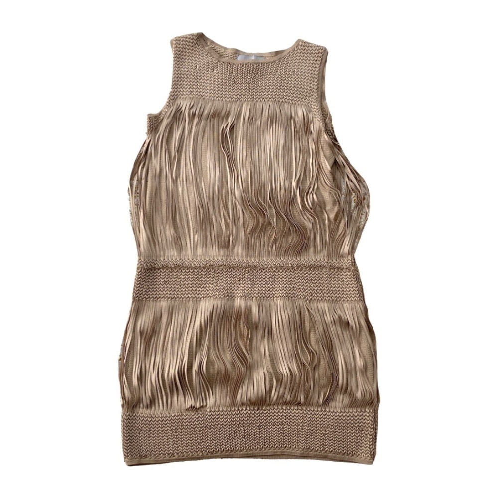 Pepa Pombo Knitted Fringe Tan Dress L